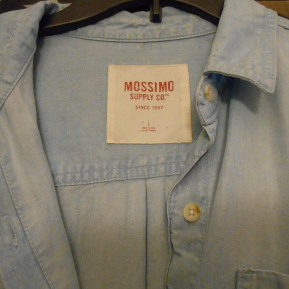 Mossimo Button Up Long Sleeve Shirt Light Blue L - Picture 2 of 4